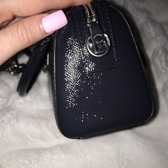 COACH MICRO ROWAN SATCHEL LEATHER CROSSBODY BAG CE631 Midnight Navy - Picture 4 of 7